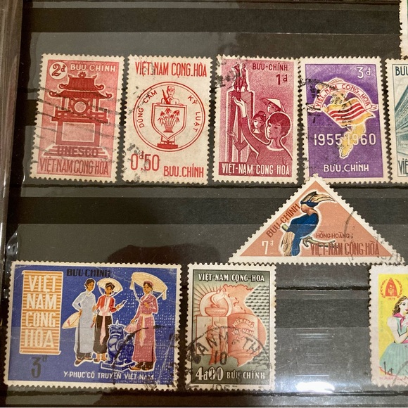 Vintage Stamp Collection Page Ephemera Vietnam, Charity Stamps - Picture 9 of 11